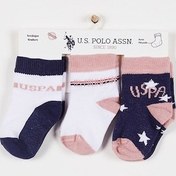 Resim U.S. Polo Assn Lisanslı Beyaz Kız Bebek 3'lü Çorap Takım Beyaz 