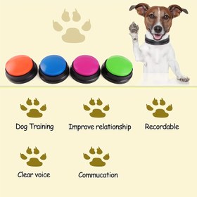 Resim 4 adet Köpek Ses Kayıt Düğmesi, Evcil Hayvan İletişim Eğitimi Buzzer, Köpeğe Konuşmayı Öğret, Pil Yok 