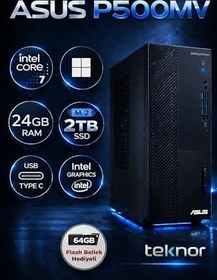 Resim Asus Expertcenter P500MV Intel Core 7 240H 24 GB 2 TB SSD WIN 11 PRO Masaüstü Bilgisayar & Teknor USB Bellek 