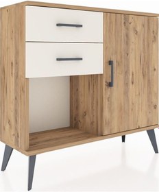 Resim Arges Şifonyer Tek Raflı 2 Çekmeceli Tek Kapaklı 88x30x80 Çam-çam/aytaşı Çam/aytaşı 