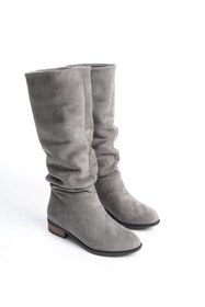 Resim ÜNAL ÖZER Unal Özer Kadın Gri Süet Körüklü Günlük Çizme Un001-0144 