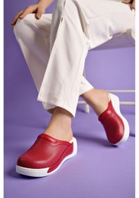 Resim Ortopedik Hakiki Deri Sabo Terlik Kırmızı 