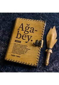 Resim Lügatçe Ağabey İsme Özel Deri Defter 