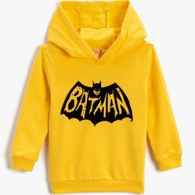 Resim Erkek Bebek Batman Lisanslı Sweatshirt Kapüşonlu Pamuklu 