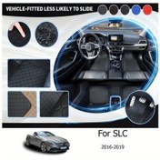 Resim Meridiangoods Black-blue Line Mercedes-benz Slc 2016-2019 İçin Lüks Pu Deri Kaymaz 4 Parça Araç Paspas Seti 