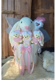 Resim Led Işıklı Özel Kutuda Uyku Arkadaşı Bunny Peluş Tavşan İle Yeni Doğan Hediye Seti- Babyshower ,yenidoğan Hediyesi 
