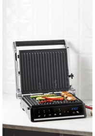 Resim Homend Grilliant 1341h Inox Gövdeli, Döküm Plakalı, 5 Programlı, Led Ekranlı Tost Ve Izgara Makinesi 