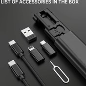 Resim 5’li Hızlı Şarj Kablosu Seti, PD60W Uzun Boy Hızlı Şarj Cihazı (USB-C/Micro Port), Veri Kablosu Saklama Kutusu ve SIM Araç Takımı – iPhone 15/15 Pro Max/14 Pro Max/13/12/11, Galaxy S23/S22/Pixel Tabletler için, Çift Renk Seçeneği 