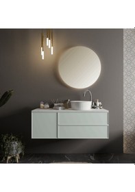 Resim Livabo Roza 400 X 150 Mm Desenli Tezgah Üstü Akrilik Banyo Lavabosu Beyaz 