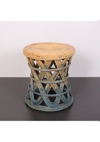 Resim Şölen 40x36 Cm Doğal Kubu Rattan Sehpa & Tabure Mavi 