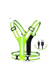 Resim Led Koşu Yansıtıcı Yelek, Şarj Edilebilir Led Bisiklet Yansıtıcı Yelek, Gece Yürüyüşü Ve Koşu İçin Ayarlanabilir Yansıtıcı Emniyet Kemeri Unisex Floresan Yelek Çok Renkli 