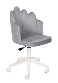 Resim Işıltı Beyaz Ayaklı Çalışma Sandalyesi Gri 