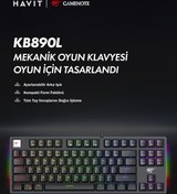 Resim Havit Gamenote Kb890l Rgb Mekanik Türkçe Q Klavye - Anti Ghosting Blue Switch 