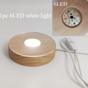 Resim USB ile Çalışan 6 LED Ahşap Tabanlı Lamba - Beyaz Işık, DIY Masa Dekoru İçin İdeal, Mükemmel Noel Hediyesi, Oturma Odası Aydınlatması - Dolap Altı Lambası 