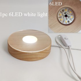 Resim USB ile Çalışan 6 LED Ahşap Tabanlı Lamba - Beyaz Işık, DIY Masa Dekoru İçin İdeal, Mükemmel Noel Hediyesi, Oturma Odası Aydınlatması - Dolap Altı Lambası 