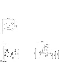 Resim Bocchi V-Tondo Rimless Asma Klozet Kanalsız Kısa Kapak Hariç Parlak Beyaz 1417-001-0128 