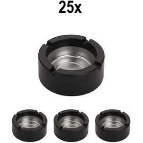 Resim 25 Adet Çelik 9 Cm Siyah Kafe Restaurant Lokanta Yuvarlak Kül Tablası Küllük 
