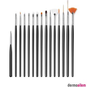 Resim Nascita Tırnak Süsleme Nail Art 15'li Fırça Seti Siyah 04 