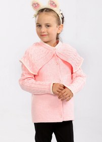 Resim Cloudy Kids Kız Çocuk Düğmeli Pelerin Yaka Triko Hırka 