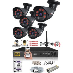 Resim IDS 5 Kameralı 5 Mp Sony Lensli 1080P Full HD Güvenlik Kamerası Sistemi - Cepten Izle - 1tbdış 