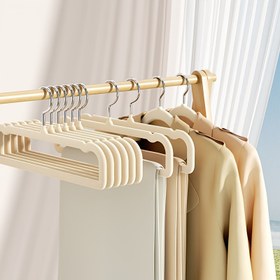 Resim 10'lu Paket Kaymaz Kadife Askılar, Kaymaz ve Dayanıklı, Gömlekler, Ceketler, Pantolonlar ve Elbiseler için Omuz Olukları ile Ağır Hizmet Tipi, Gardırop Organizasyonu Depolama 