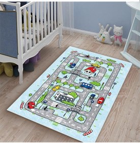 Resim Yol Desenli Çocuk Odası Halısı Çok Renkli 