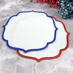 Resim Weare2 Kırmızı ve Mavi Renkli Nakışlı 2'li Kokteyl Peçetesi 