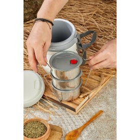 Resim Cooker Lüx 1,2 Litre Çelik Hazneli 3'lü Yemek Termosu 