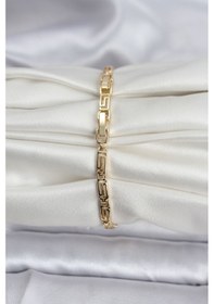 Resim 14k Gold Renk Kaplama Zirkon Taşlı Baget Model Cm Kadın Bileklik - Tj-bb8126 Beyaz 
