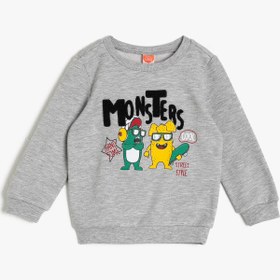 Resim Erkek Bebek Yazılı Baskılı Sweatshirt 