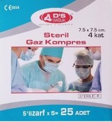 Resim DS Damla Sağlık Steril Gaz Kompres Spanç 7.5 x 7.5 CM 25 Adet 