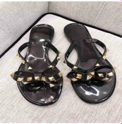 Resim Fastbuy Kadın Parmak Arası Terlik Taşlı Fiyonk Slip-on Düz Sandalet Siyah, Trendy Tasarım, Komfortlu Ayak Koyu Siyah 