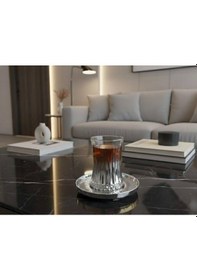 Resim Rova Tr Lüks Titanyum Kaplama 6 Kişilik Çay Bardağı Seti - Solmaz Kaplamaçay Takımı Gümüş 