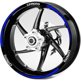 Resim Beyaz Cfmoto Yazılı 3 Parçalı Reflektif Mavi Jant Şeridi Sticker 