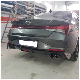 Resim Hyundai Elantra Uyumlu Çift Çıkış Egzoz 2021+ Ithal Pianoblack Ar 