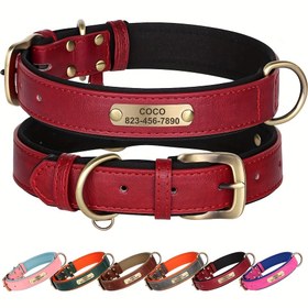 Resim Kişiselleştirilmiş PU Deri Köpek Tasması - Ayarlanabilir, Yumuşak Dolgulu, Altın Tonlu Aksesuarlar, Kırmızı/Siyah/Mavi/Yeşil/Turuncu/Kahverengi/Pembe - Küçük, Orta ve Büyük Boy Köpekler İçin - Özel Doğum Günü/Anniverser Hediyesi, Altın Ton Tokalı 