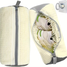 Resim 2 Adet Çamaşır Makinesi Ayakkabı Torbası - 360° Tam Temizlik, Yeniden Kullanılabilir ve Dayanıklı Fermuarlı Çamaşır Torbaları, Yumuşak Polar Astarlı Oval Koruyucu, Gürültüyü Azaltır ve Ayakkabı Sürtünmesini Önler, Çamaşır Makinesi ve Kurutucu İçin 