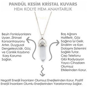 Resim Mystic Energy Doğal Taş Kristal Kuvars Hem Kolye Hem Anahtarlık Çok Renkli 
