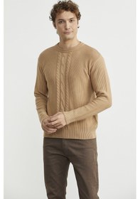 Resim Sementa Motif Detaylı Bisiklet Yaka Triko Kazak - Kamel CAMEL 