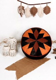 Resim Ottoman Pouffe İskandinav El Yapımı Derisi Bohem Bahçe Balkon Bungalov Puf Minder 60x30cm(DOLGULU) 