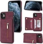 Resim İphone Uyumlu 11 Fermuarlı Kart Tutucu Telefon Kılıfı 