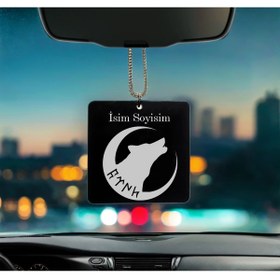 Resim Melek Pazarı Kurt Desenli Kişiye Özel İsimli Pleksi Dikiz Ayna Süsü 2 