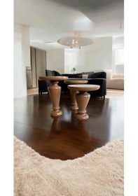 Resim Ahşap Mantar Sehpa 3 Lü Kahverengi Doğal Zigon Ve Fiskos Takımı Kahverengi 