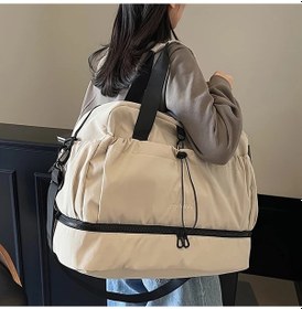 Resim Elmpaly Eonothem Büyük Seyahat Çantası Beige Ayarlanabilir Askılı Geniş Hafta Sonu Valizi Bej 