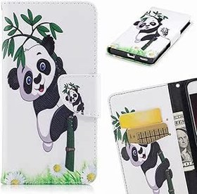 Resim Yiizy Apple IPhone 5 / IPhone 5s / IPhone SE Kılıfı için Kılıf Kapak, Panda Tırmanma Tasarımı Premium Deri Kapaklı Cüzdan Tampon İnce Hafif Koruyucu Kılıf Medya Destek Çubuğu Kart Yuvaları ile 