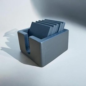 Resim Dekoratif Ahşap Kare Bardak Altlığı 5’li Gri 