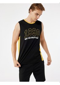 Resim Koton Kolsuz Bisiklet Yaka Renk Kontrastlı Kolej Baskılı Spor Atleti Siyah 6wam30003nk Siyah 