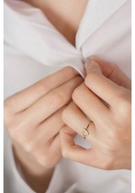 Resim 925 Ayar Altın Kaplama Ayarlanabilir Ölçülü Gümüş Kalp Yüzük 