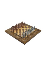 Resim Gifthome Metal Satranç Takımı Battal Osmanlı & Bizans Antik Sedefli Düz Masif Satranç Tahtası 