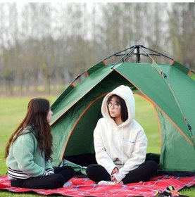 Resim Çift Kapılı Otomatik Kurulum Kamp Çadırı 3 Kişilik Kolay Kurulum Piknik Plaj Çadır 200x150x125cm Yeşil 